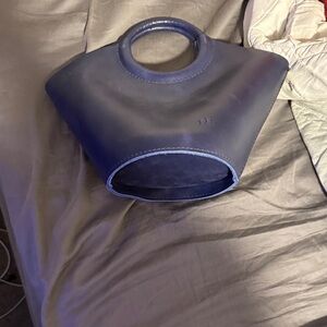 Elegant Navy Blue Women's Handbag genuine leather